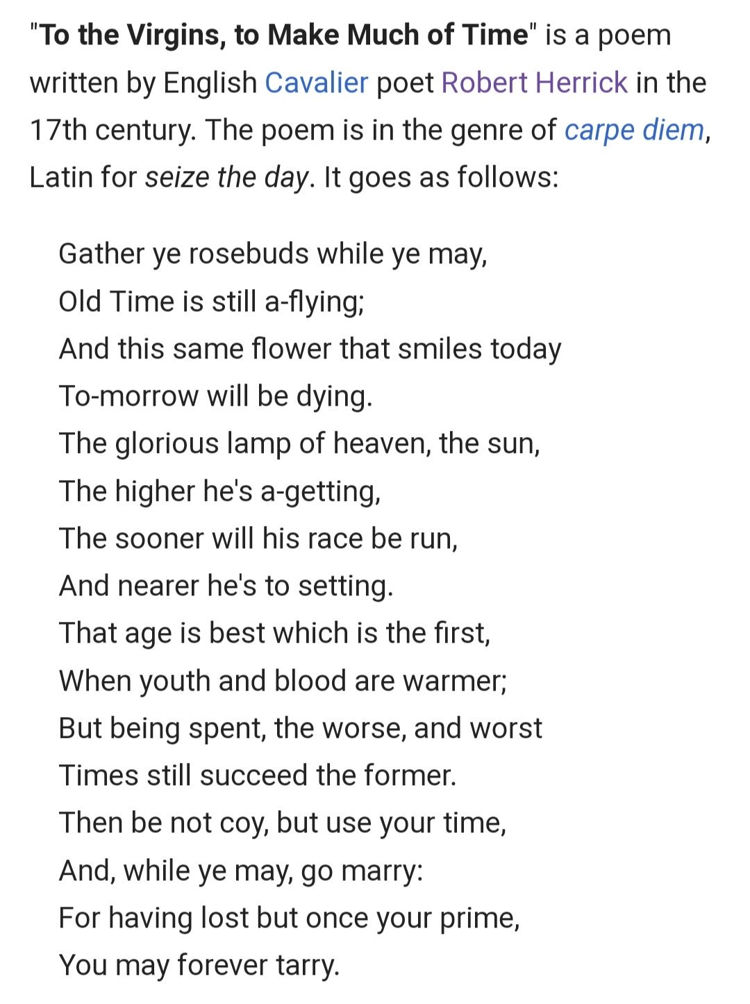 Walden Walden Or Life In The Woods A Book By Henry David Thoreau 1817 1862 To The Virgins To Make Much Of Time Poem By Robert Herrick 1591