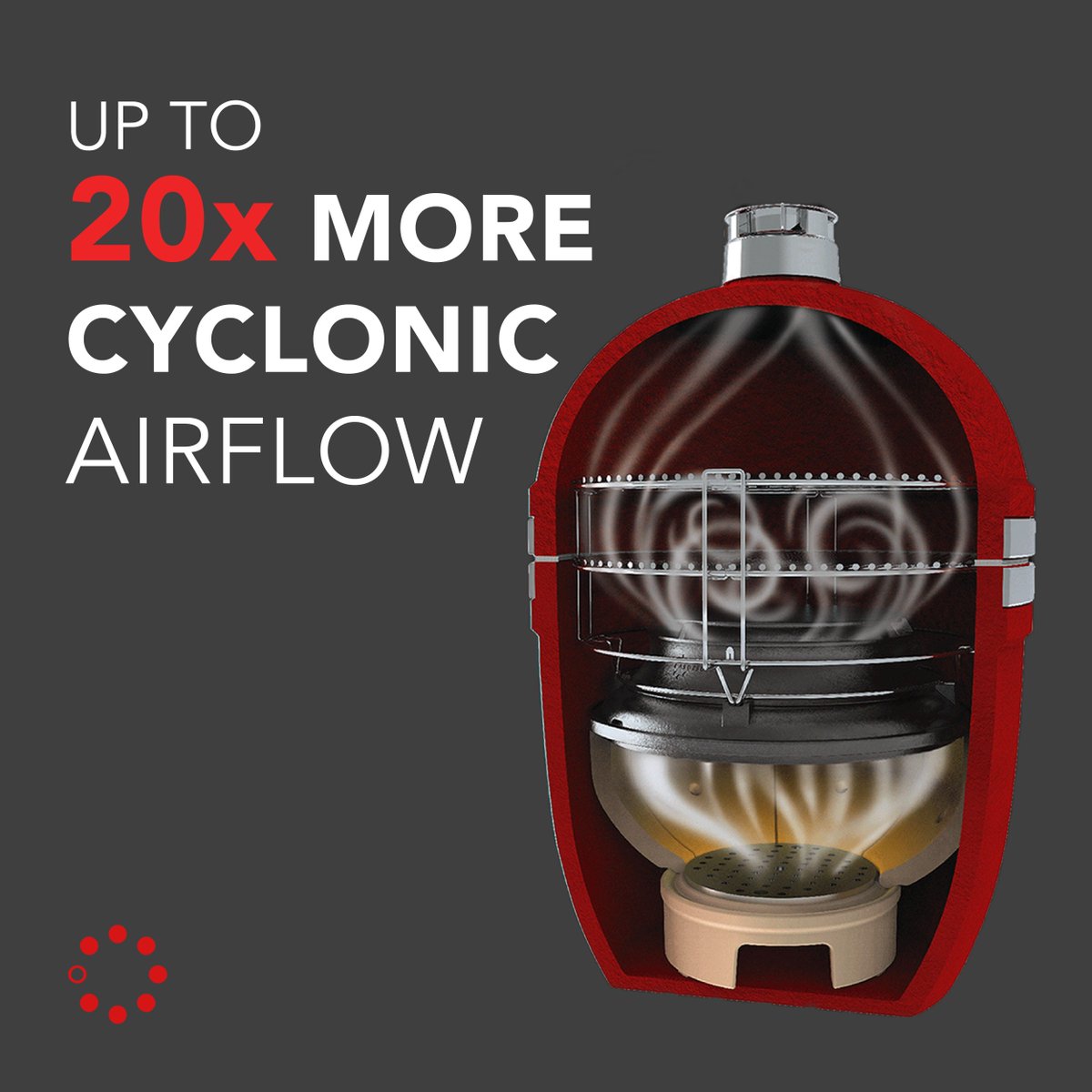 The grill design of the <a href="/kamadojoe/">Kamado Joe</a> creates cyclonic smoke spirals. 🔥🌪️ This enhances the BBQ flavor to bring YOU more incredibly tasting food. 😍