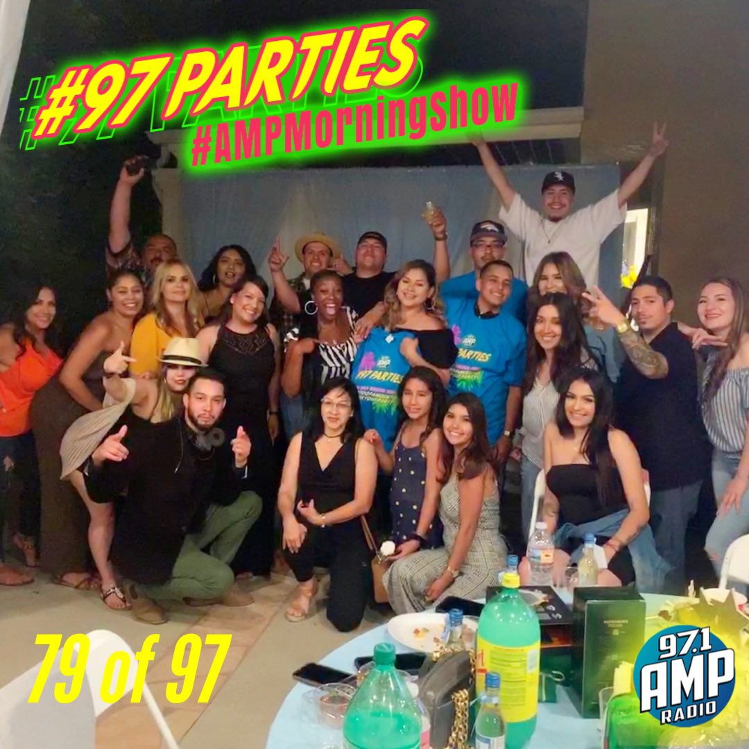 971now's tweet photo. The #AMPMorningShow is CRASHING your parties 🎉 86 down 11 more parties to go😝 #97Parties #AMPMorningShow https://t.co/iuCKvTeaHw