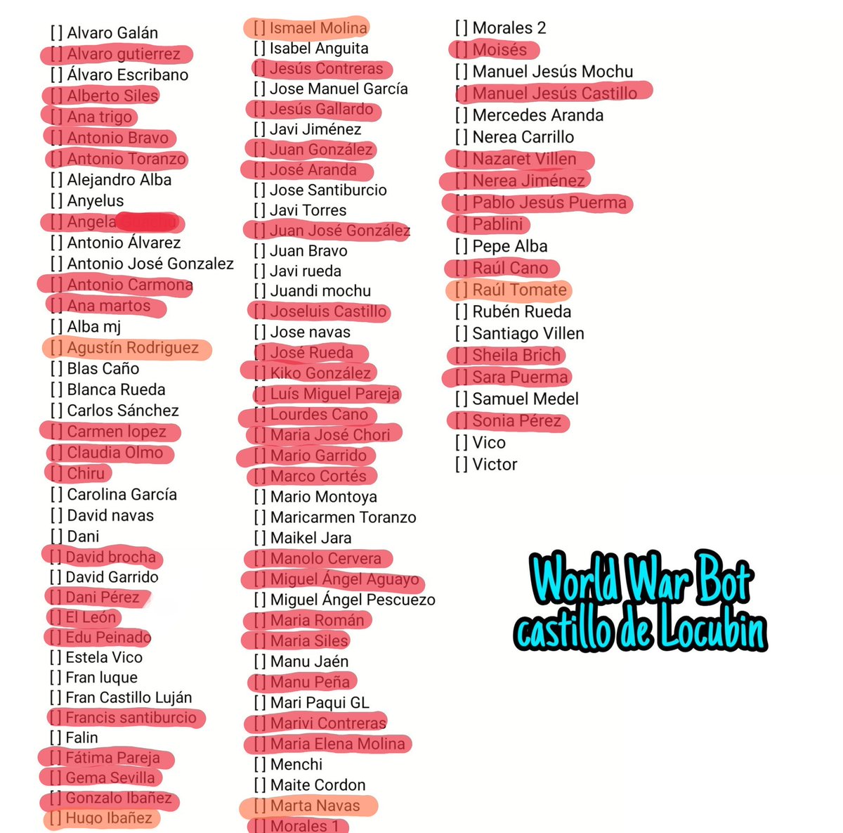 castillowarbot's tweet photo. Tercera semana de Septiembre de 2020
@blascp_ mata a Agustín Rodríguez con una llave de kárate en las higadillas

45 Castilleros Remaining...
#CastilloWorldWarBot https://t.co/8upwaRKzKN