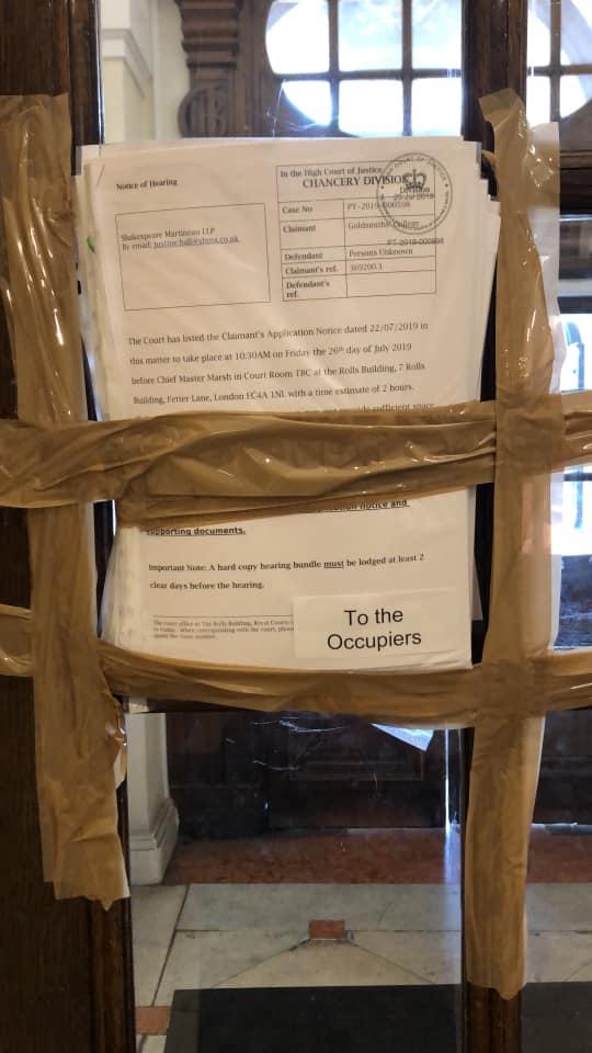 GoldAntiRacism's tweet photo. @GoldsmithsUoL have put a court order through to evict us. The hearing is Friday at 10:30am. The document is full of pictures including students’ faces and names and is full of racialised language about us being threatening and unreasonable. #goldoccupy Please retweet. https://t.co/iqJUFGuull