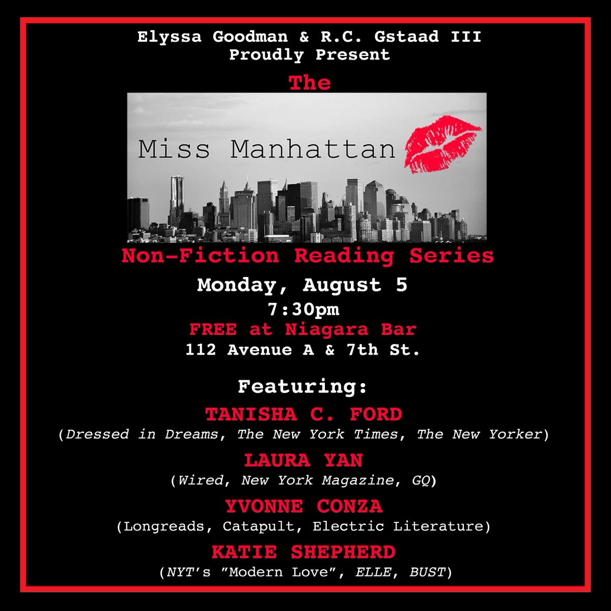 MissManhattanNY's tweet photo. In less than two weeks, we're back fresh from summer vacation with August's #MissMReading, featuring the phenomenal @SoulistaPhD, #LauraYan, @conza_yvonne, and @katie_shep!
See you soon: https://t.co/ZmXsvTxVgi https://t.co/nQMQPcNjtp