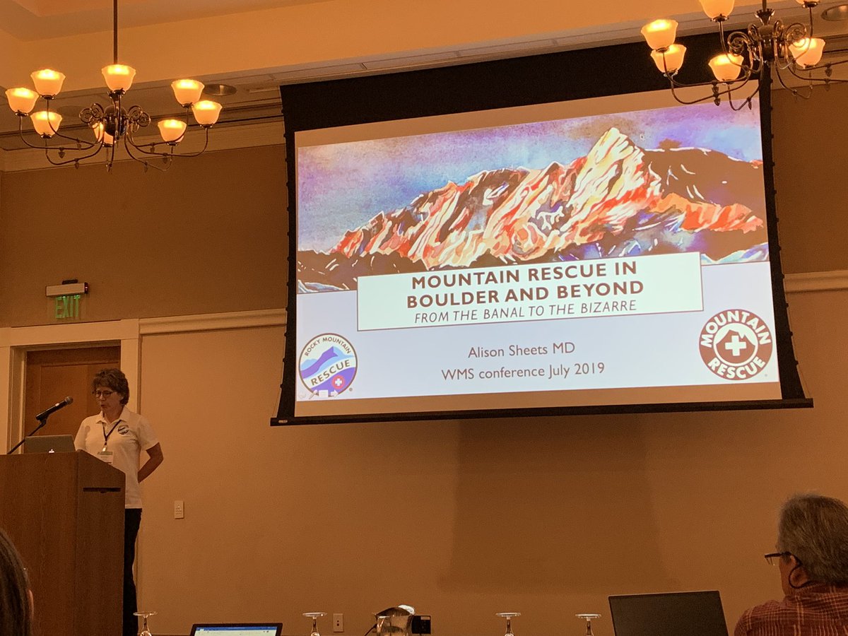 DanielFLeiva's tweet photo. Alison Sheets speaking about her search and rescue experience in Boulde County CO. #WMScb19 @WildMedSociety https://t.co/v2qD0DGA6k