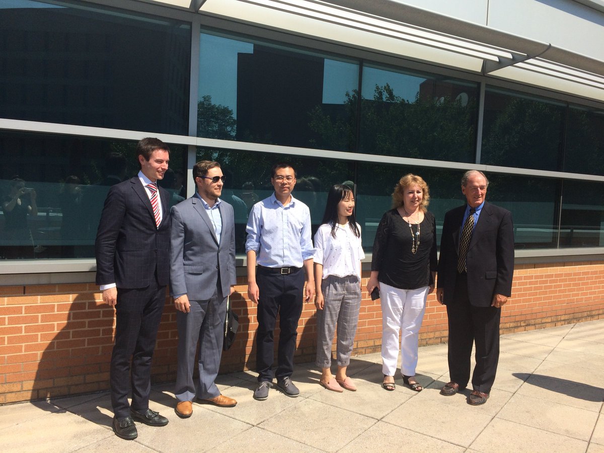 UMBC's tweet image. Several @umbccsee and @umbcinfosystems faculty signed an express license agreement for their company Softhread, Inc., which developed innovative blockchain technology. #UMBCcomputing #UMBCinformation