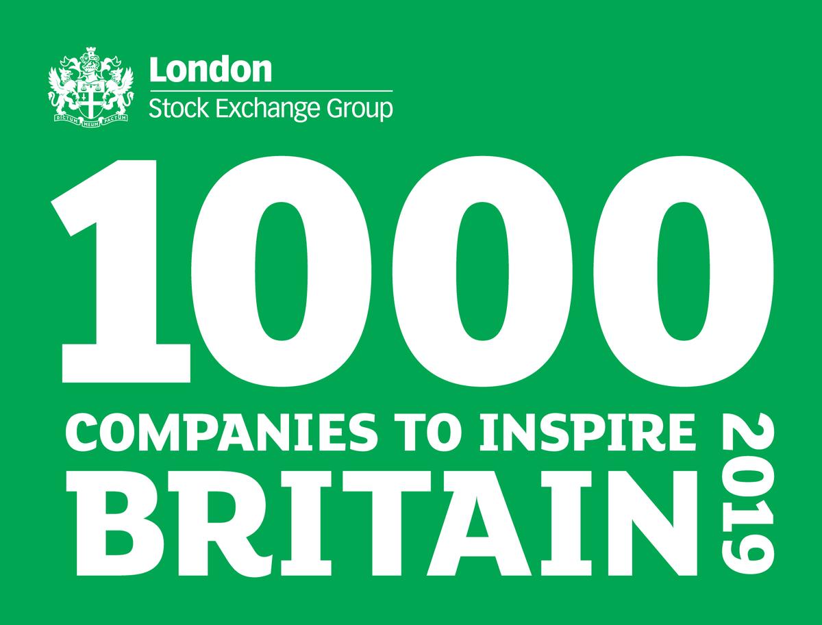 We are delighted to be included on the list of "Top 1000 Companies to Inspire Britain 2019" - a celebration of the UK’s fastest-growing and most inspirational Small to Medium sized Enterprises (SMEs) <a href="/LSEGplc/">LSEG</a> #1000Companies #Northernpowerhouse