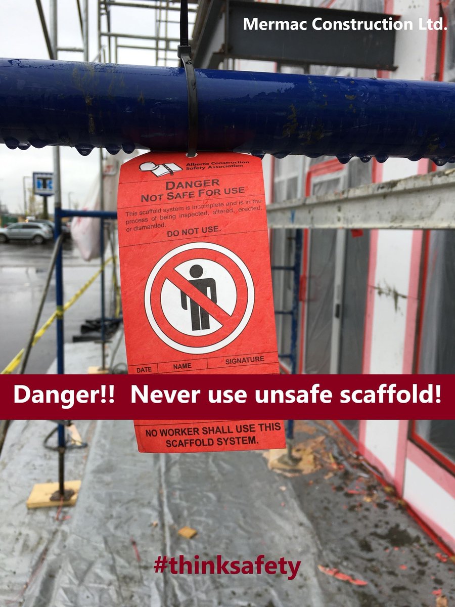 MermacBuilds's tweet photo. #TipTuesday Red means STOP! (you might think that's obvious, but not everyone is aware)  For more great info, check out this article from @albertabcsafety on scaffold safety.  https://t.co/nSzvmcAqtq
#construction #safety #thinksafety https://t.co/G21yCOU1PE