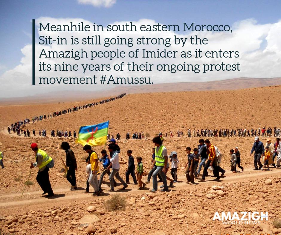 AmazighWNews's tweet photo. For the past nine years, #Amazigh people of #Imider village have been holding what is believed to be the country's longest-ever protest on top of Mount #Alebban, to protest against mine's overexploitation of the village's water, and to establish a local school and hospital. https://t.co/4hb1coKV20