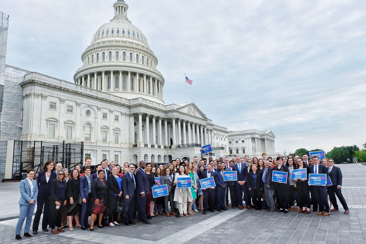 HRC staff in front of the U.S. House following the passage of the Equality Act.