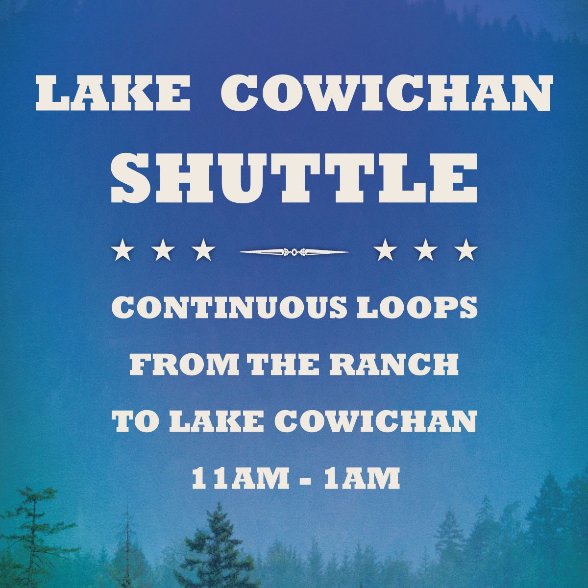 Need a lift to the show? Let the Sunfest Country Shuttle help you out 🚌⁣
⁣
All Shuttles are payable upon arrival to Laketown Ranch. 
Duncan to LTR - $10 each way or $15 round trip⁣
Lake Cowichan to LTR - $5 each way⁣
⁣
#LaketownRanch #SunfestCountry2019