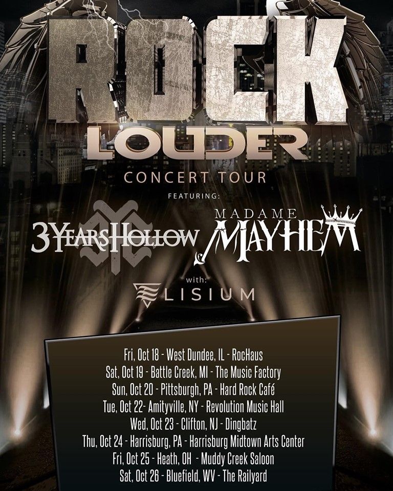 3 Years Hollow (@3yearshollow) on Twitter photo 🚨🚨 #TourAnnouncement 🚨🚨
Very excited to announce we are taking a trip to the East Coast in October with our friends in <a href="/MayhemOfficial/">Madame Mayhem</a> & @ElisiumBand
Who will we see?!?
#3YearsHollow #MadameMayhem #Elisium #RockLouderConcertTour #3YearsInc #FMEntertainment #ArteryGlobal 🚨🚨 #TourAnnouncement 🚨🚨
Very excited to announce we are taking a trip to the East Coast in October with our friends in <a href="/MayhemOfficial/">Madame Mayhem</a> & @ElisiumBand
Who will we see?!?
#3YearsHollow #MadameMayhem #Elisium #RockLouderConcertTour #3YearsInc #FMEntertainment #ArteryGlobal