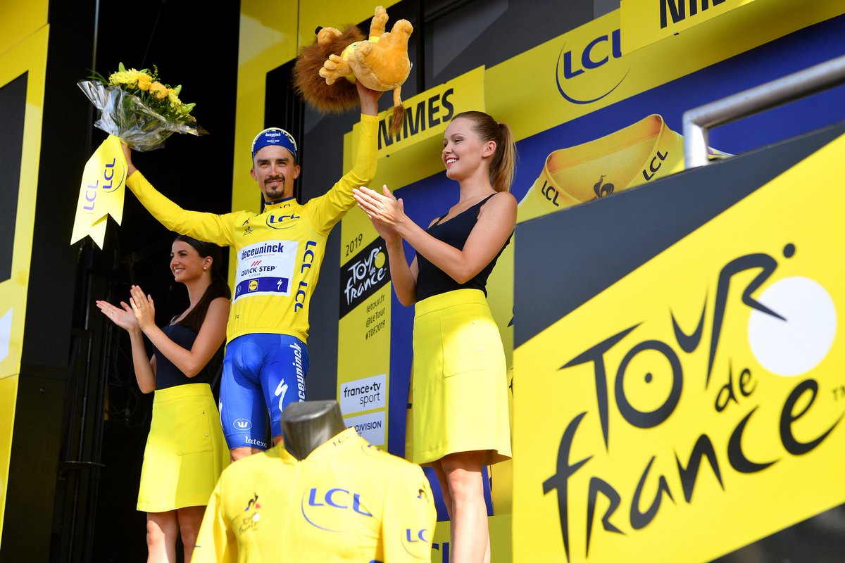 .<a href="/eliaviviani/">Elia Viviani</a> took runner-up in Nimes, as <a href="/alafpolak1/">Julian Alaphilippe Officiel</a> enjoyed an uneventful day and retained the #TDF2019 yellow jersey: deceuninck-quickstep.com/en/news/4045/t…