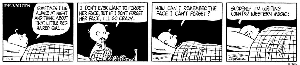 SchulzMuseum's tweet photo. The feelings behind Charles Schulzβs Little Red-Haired Girl stories in Peanuts were partly inspired by the music of Hank Williams. Learn more in the exhibition Behind Peanuts: The Little Red-Haired Girl, on view through August 4, 2019. #LittleRedHairedGirl https://t.co/V3JBiJ1bJi