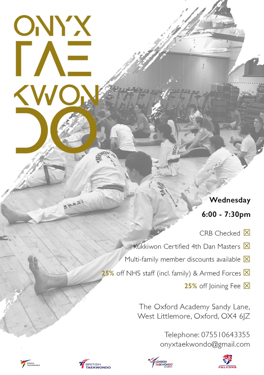 Starting Wednesday 11th September we have a new Taekwondo class starting here 6pm - 7:30pm. For more info please see contact details below.