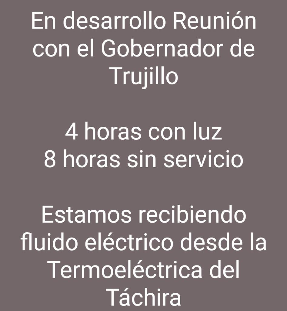 andreina_teran's tweet photo. #UltimaHora #Extraoficial 4 horas con luz 8 horas sin servicio discuten en @GobTrujillo https://t.co/y5m7wH4WQP