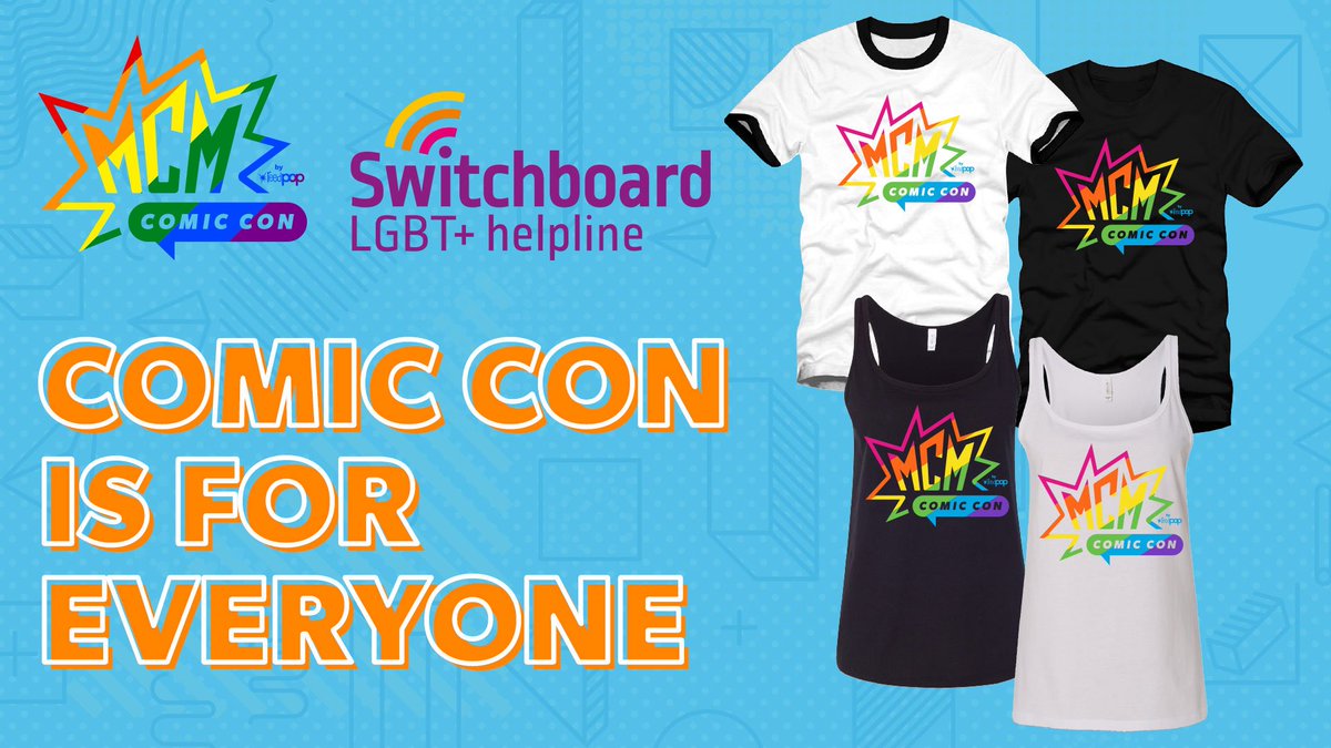 MCMComicCon's tweet image. 🏳️‍🌈 Comic Con is for everyone 🏳️‍🌈

We are excited to confirm that proceeds from all of our MCM Pride merch sold at every MCM event will be donated to Switchboard, the LGBTQ+ helpline. 

INFO ➡️ bit.ly/2SyBI19