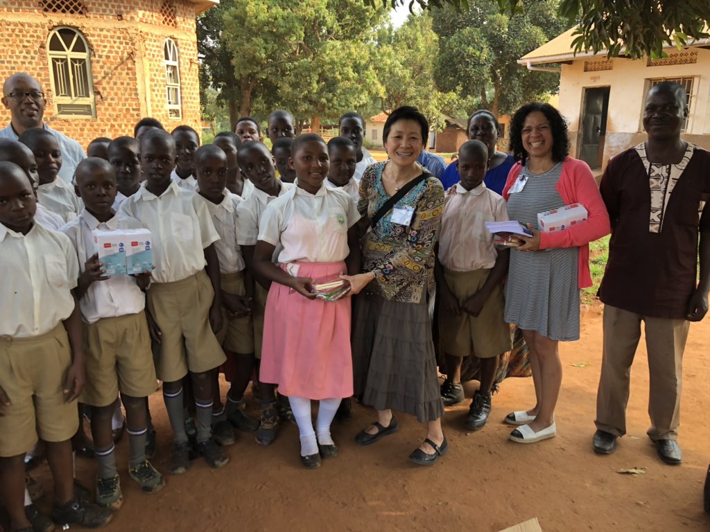 CUganda2019's tweet photo. We went back to the school today that we had previously visited as one of our team members’ students had fundraised to purchase them supplies. What a treat!  @albertateachers #CTFPO #projectoverseas #united4ed #UNATU @ETFOeducators @NWTTA https://t.co/DCnB3tCepA