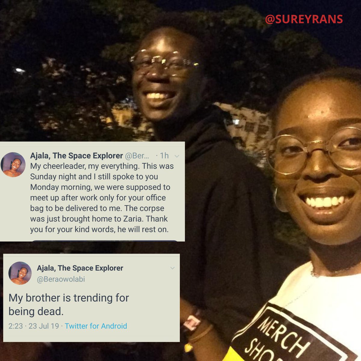 sureyarns's tweet photo. 'We were supposed to meet up after work, only for your office bag to be delivered to me' -Precious Owolabi's sister, writes a heartbreaking post about her brother who died after being hit by a stray bullet during the Shittes Attack in Abuja on Monday, 22nd July. #RIPPrecious https://t.co/pdNFQ0cQxQ