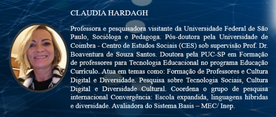 A Profa. Dra. Claudia Hardagh será uma de nossas convidadas. Venha fazer parte desta história.

Use a Hastag #WebCurrículo2019 #WebCurrículoVI
ou acesse: Site do evento: pucsp.br/webcurriculo
Site do sistema de submissão: congressos.pucsp.br/index.php/WEBC…