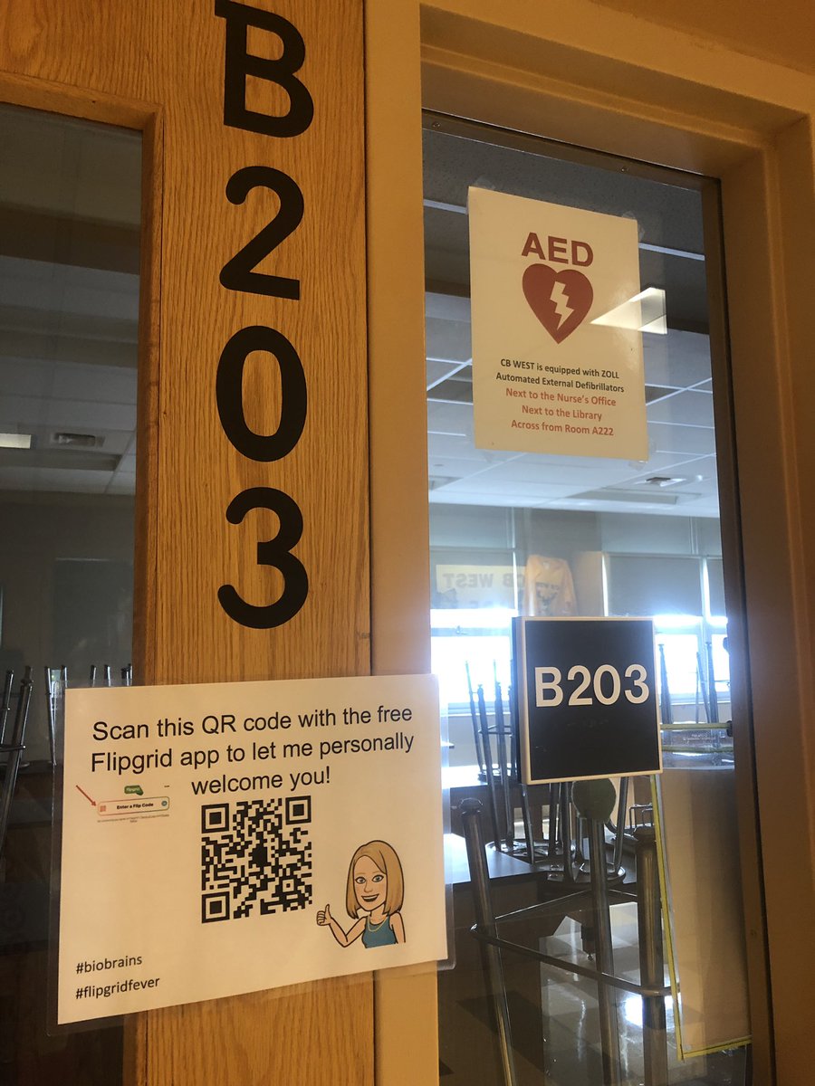 KelleyPeloquin's tweet image. Had my first real look in my classroom today @CBWestHS. Thanks to my Twitter PLN I am ready to greet students even if I am not in the building! #cbsdscience #biobrains #FlipgridFever