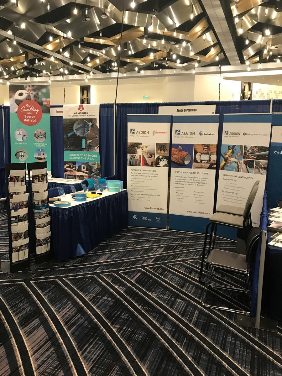 Aegion's tweet photo. Aegion is in Nashville at the 2019 UESI Pipelines Conference this afternoon until 4:30pm. Stop by our booth to see Ryan Miller, PE, Tomas Jimenez, PE, MBA, Marty Scanlan, Shawn Garcia, and Andrew Caywood. #FusiblePVCpipe #CFRP #CIPP #pressurizedpipelines https://t.co/kZWB3xrKkm