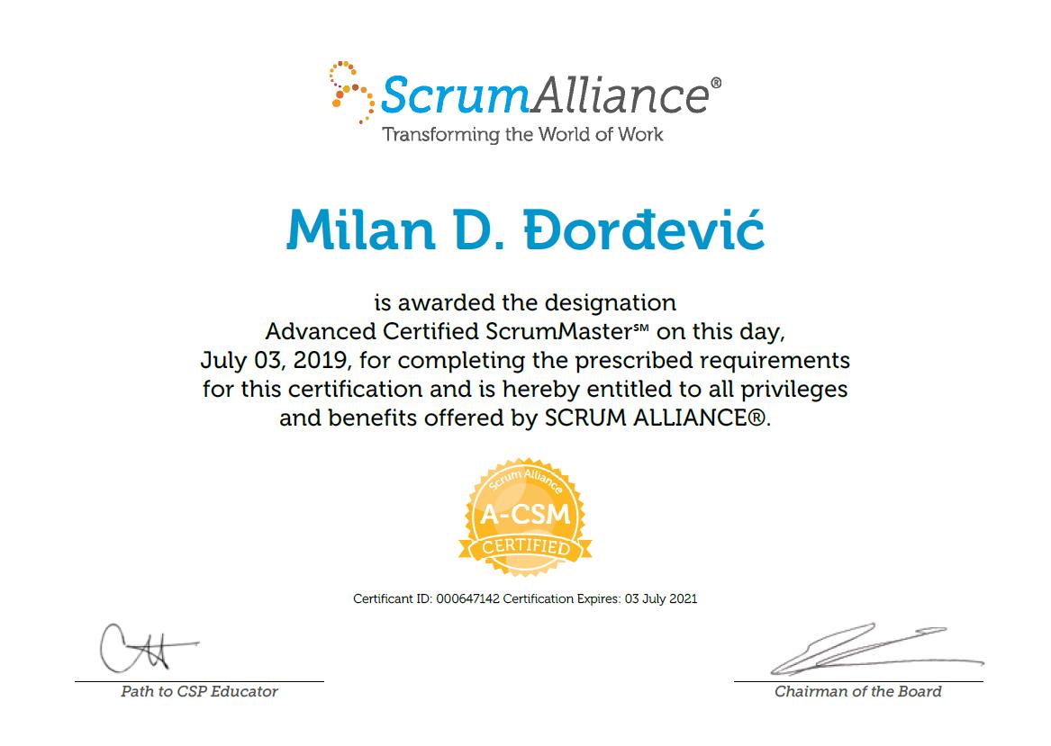 MilanPMP's tweet photo. Next level of Agile journey 😉. 
#scrum #agile #advancedscrummaster #scrumalliance #certificate 
Thanks to great trainers @carlton858 &amp; @JasonBTanner 💪💪💪 https://t.co/YtQ73PEFLu