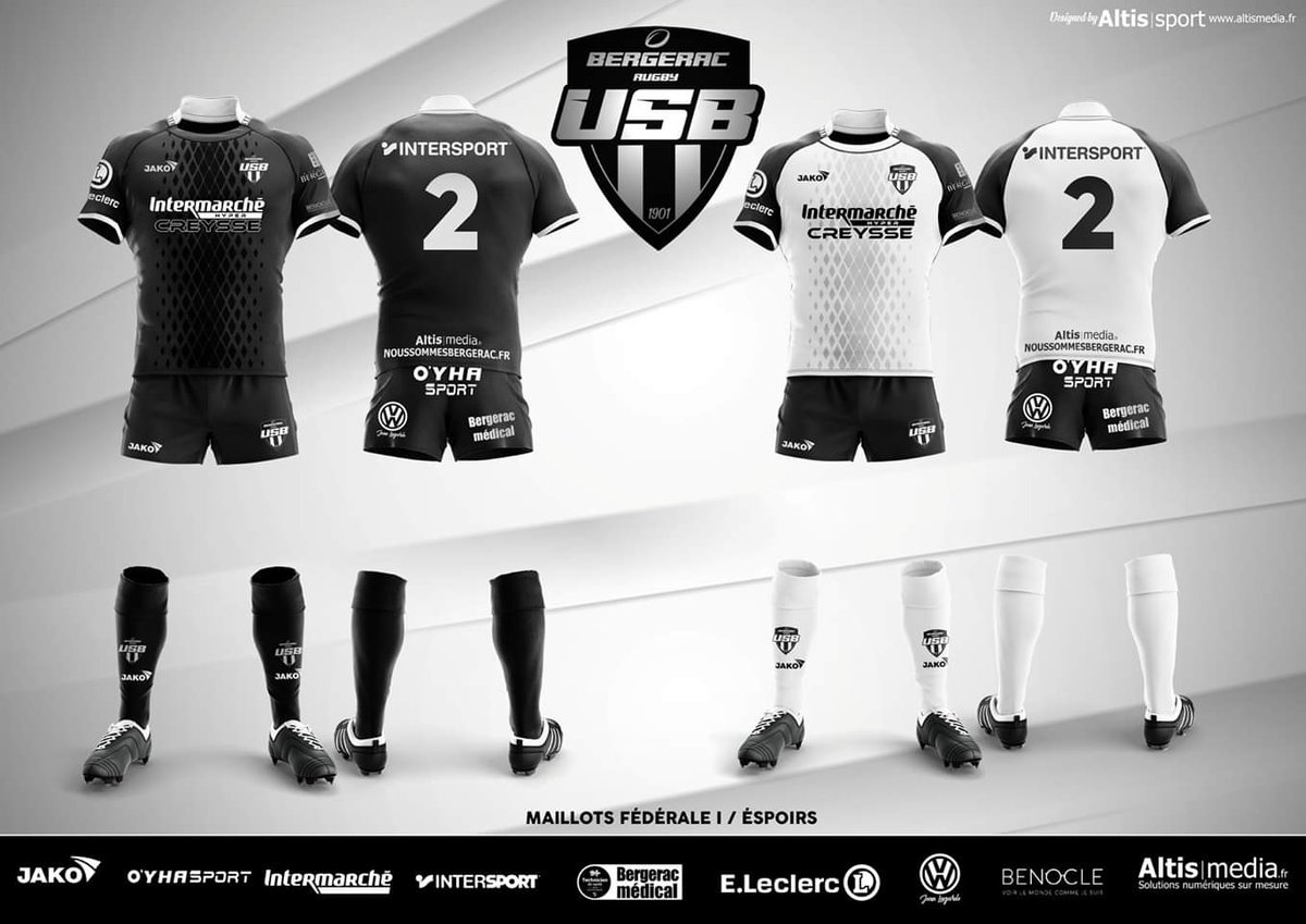 RugbyUsb's tweet photo. ⚪⚫ Nouveau 🆕 maillots 2019/2020 #USBrugby #rugby 🏉 #bergerac https://t.co/81wsiv51ww