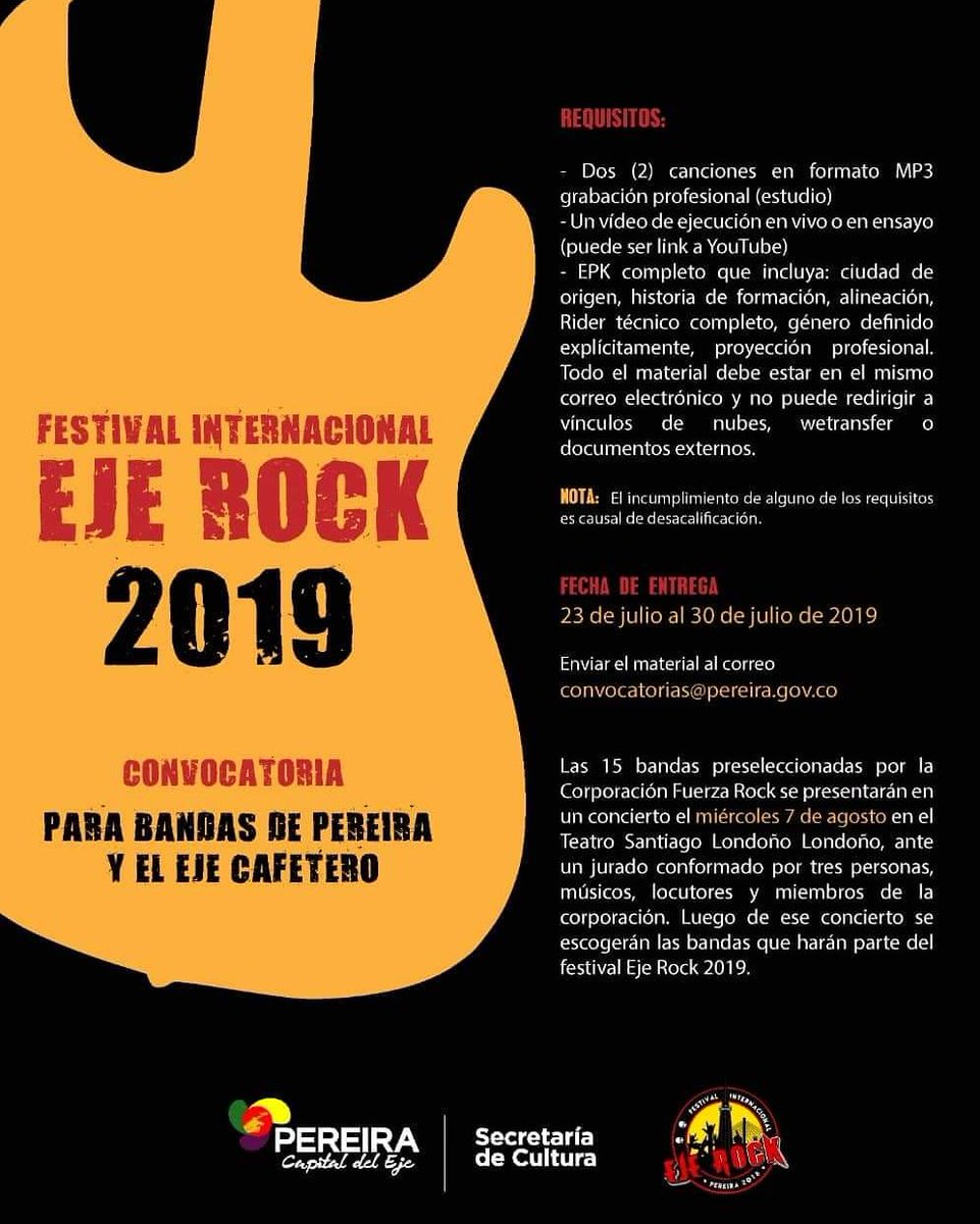 Desde hoy y hasta el próximo 30 de julio, estarán abiertas las convocatorias para la 4 versión del Festival Internacional Eje Rock