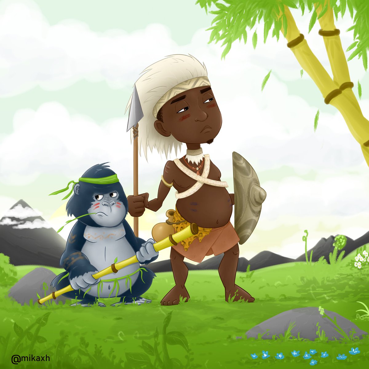 mikaxh__'s tweet photo. #RwOT meet Byishimo and Nzogeye the impenetrable guards of Royal Mountain Kingdom, Yego they play no games ..... these two characters can make a good movie obviously, what you think ? https://t.co/QpUzHvz6lz