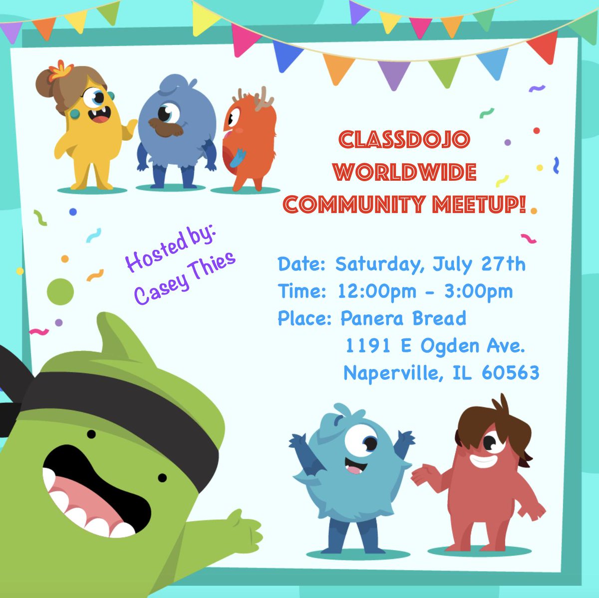 miss_thies's tweet photo. Calling all Chicagoland Educators!!✏️If you love using ClassDojo or you want to learn more about it, come join me for the worldwide community meetup! 🎉 @ClassDojo 
P.s. I'll even have some free swag to give away 😄

Link to the facebook event below: ⬇️
https://t.co/fGbUzPOZZS https://t.co/jdF5vN4OVY