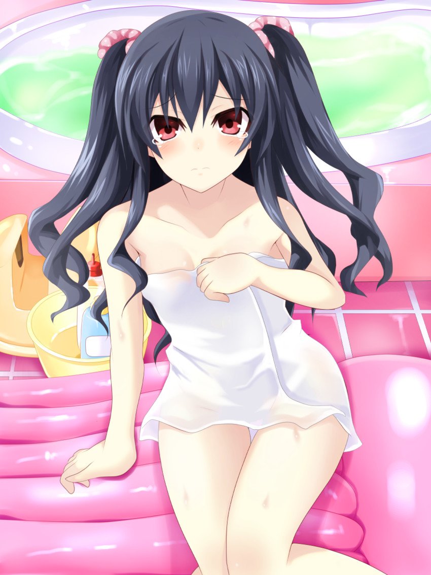 "I-I lost my swimsuit..."

All Uni has left is this towel!