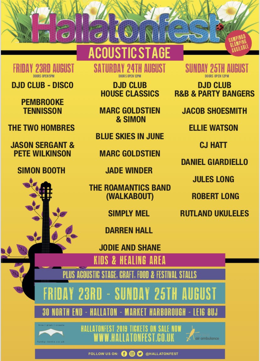 30 DAYS TO GO &amp; ONLY 100 CAMPING TICKETS LEFT! 😊☀️

TICKETS: hallatonfest.co.uk

#hallatonfest #camping #glamping #parTpees #festivals #airambulance #family #healing #augustbankholiday #summer #besttinyfestival