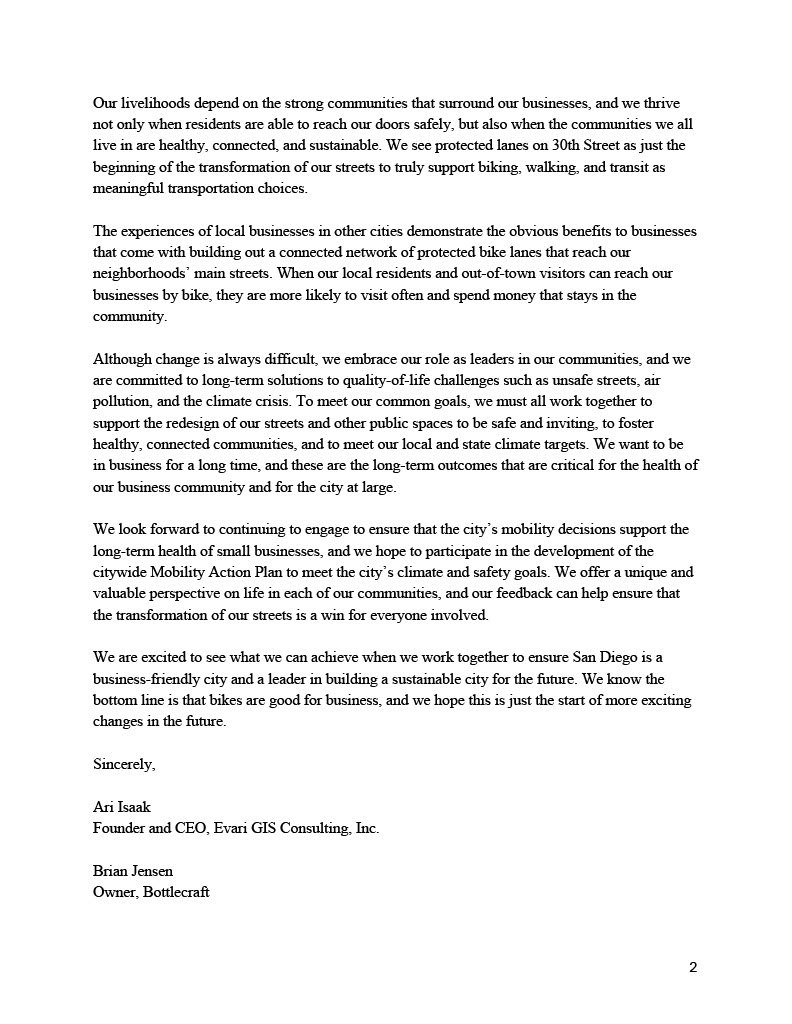 ModernTimesBeer's tweet photo. Modern Times &amp; 17 other businesses sent a letter to @ChrisWardD3 and @kevinfaulconer in support of Option A, the safest &amp; most comfortable bike facility proposed for 30th Street https://t.co/iNIiaXpQdG