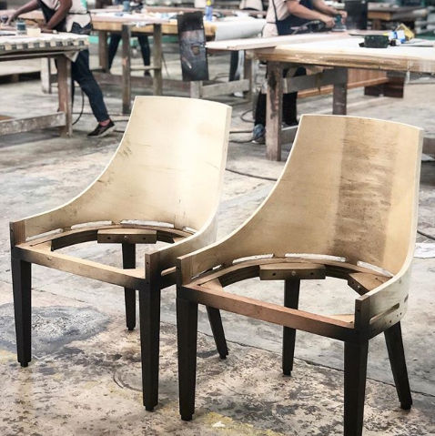 BolierCo's tweet photo. Manufacturing of the dining chairs (190002) from the #Objets collection by Michael Kirkpatrick . #BolierCo #ObjetsCollection https://t.co/yxi6PGXZO3