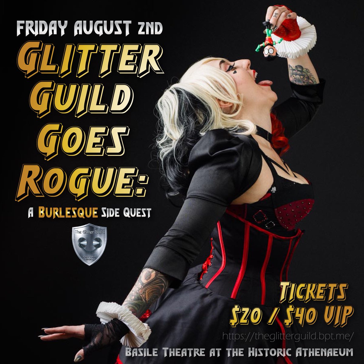 GlitterGuild's tweet photo. #GenCon 2019 cast reveal! The always stunning @Stella_Cheeks will be smashing up the stage with us all weekend long! Grab your tickets now at https://t.co/L8HJvbjJ5p! #glitterguild #stellacheeks #genconburlesque #nerdlesque #burlesque #HarleyQuinn https://t.co/TF2YQmx22c