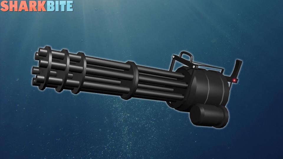 Simon On Twitter Here S A Sneak Peak Of The Next Sharkbite Update Introducing Our Newest Addition To The Armoury The Minigun - roblox minigun