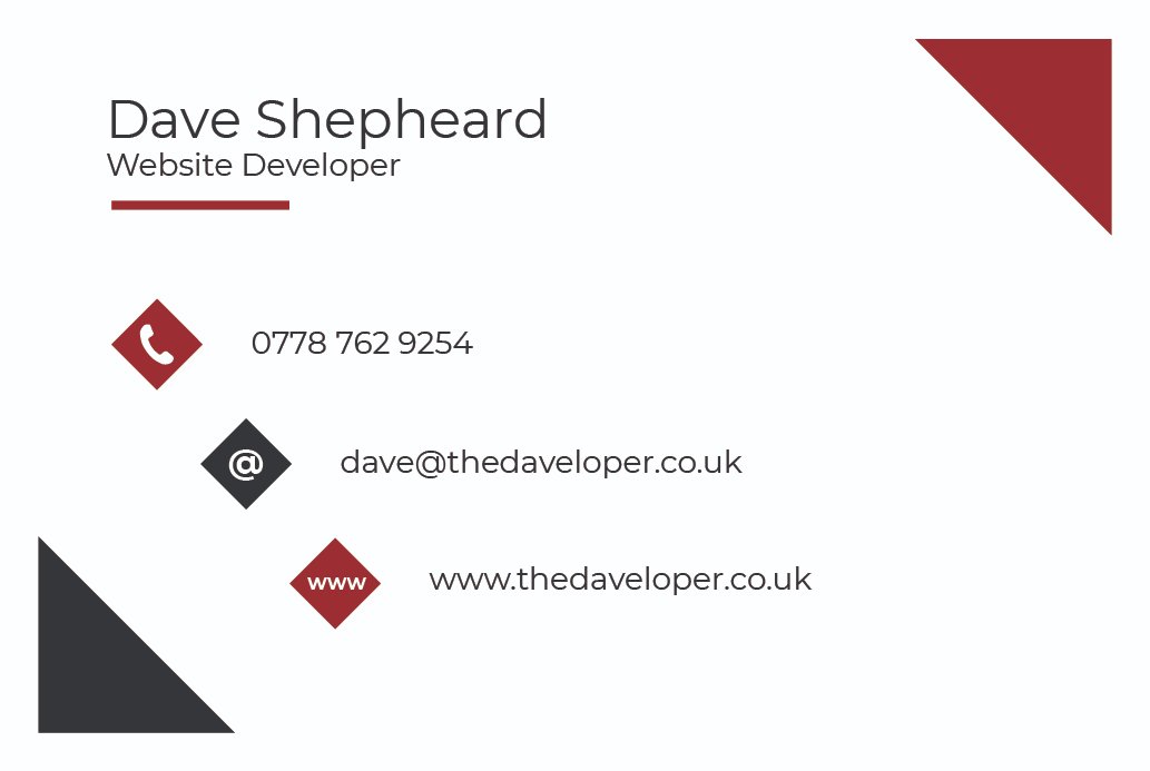 TheDaveloper's tweet image. Business cards designed and ready to be printed!