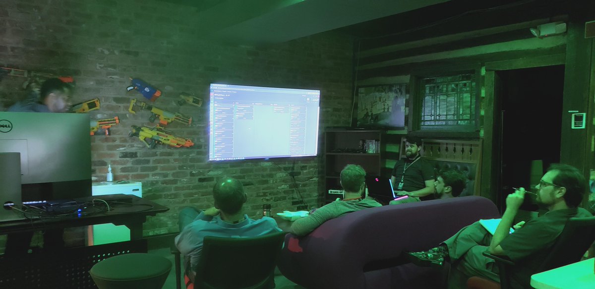 AetherCzar's tweet photo. Software review at Geeks And Nerds (GaN Corporation). Note the #Nerf guns on the wall to encourage speedy resolutions in case of geeky disagreements.  Join our team: https://t.co/EK2ujpJbLw …

#geeksandnerds #joingeeksandnerds #spprint #agileprogramming https://t.co/FlQvpnTaAN