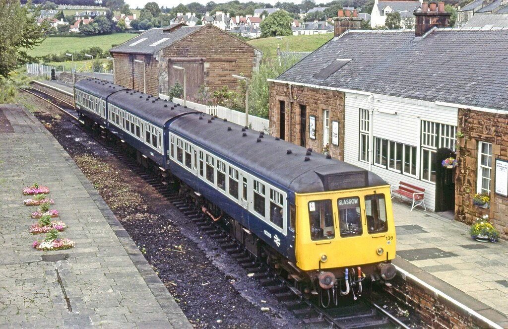 Kilmacolm Station, Renfrewshire. (1869-1983). Pictured in 1980. (Lost-Albion)