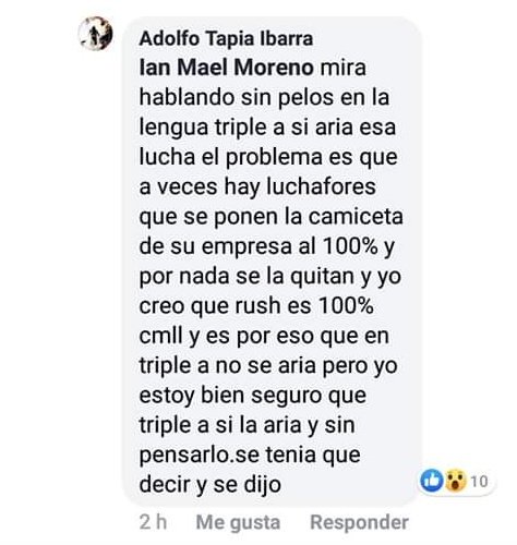 AxelGar97676496's tweet photo. Eso es todo señor @laparktapia bravo por si excelente respuesta. Ven como hasta el mismo L.A Park sabe que @luchalibreaaa tiene todo para hacer la lucha vs Rush, otra cosa es que Rush no quiera salir del CMLL. https://t.co/5F4b49tFh7