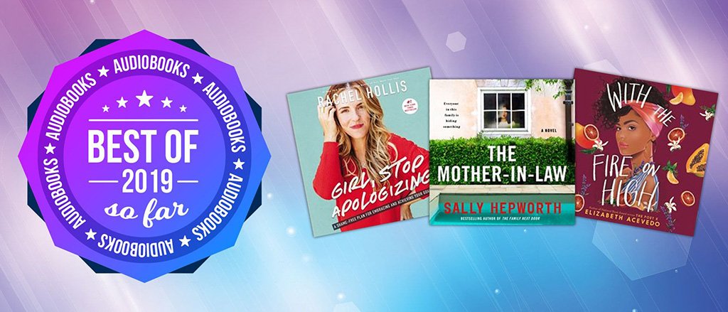 a colorful background illusration with three book covers displayed