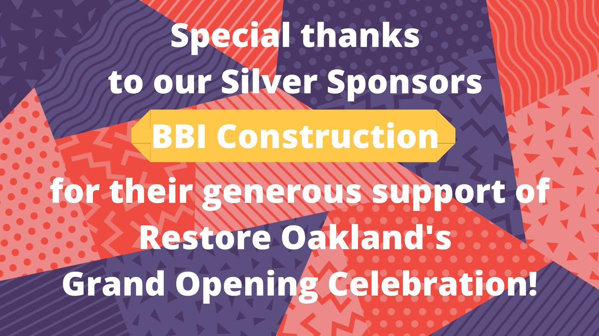 Huge thanks to <a href="/bridgebank/">Bridge Bank</a> and BBI Construction for sponsoring today's wonderful #RestoreOakland Grand Opening!