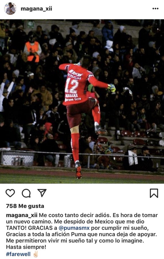 Bernabé Magaña se ha despedido de los Pumas de la UNAM