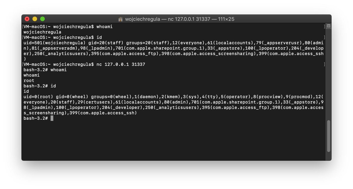_r3ggi's tweet image. Uhh, after a few hours of exploitation I finally reached a LPE to root in a popular AV software on macOS. 🔥🍎 #macOSSecurity #ReverseEngineering #Security