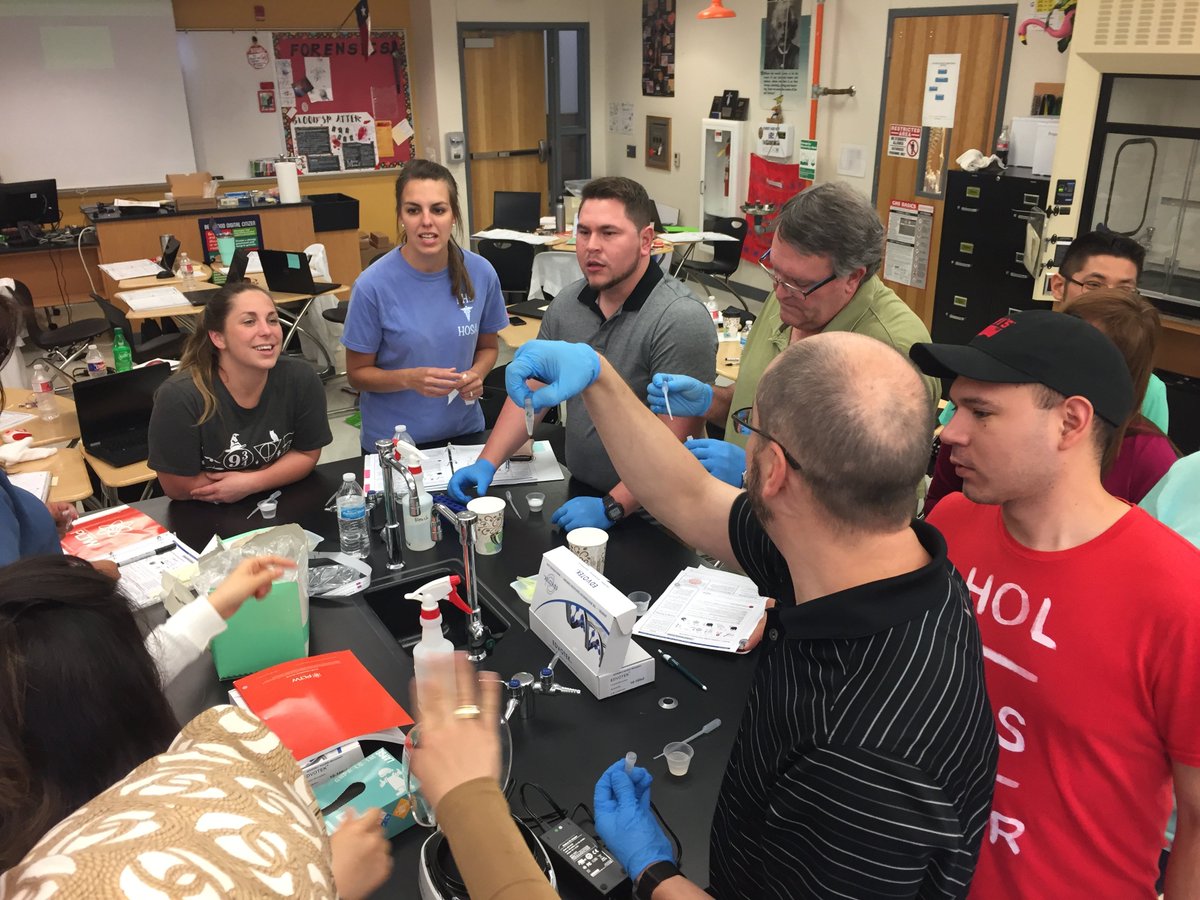 saraw2911's tweet photo. I had the opportunity to visit #oklaed teachers in action at #PLTWCT19 in Frisco. Principles of Biomedical Science lab work fun! https://t.co/rf6f9Ugujf
