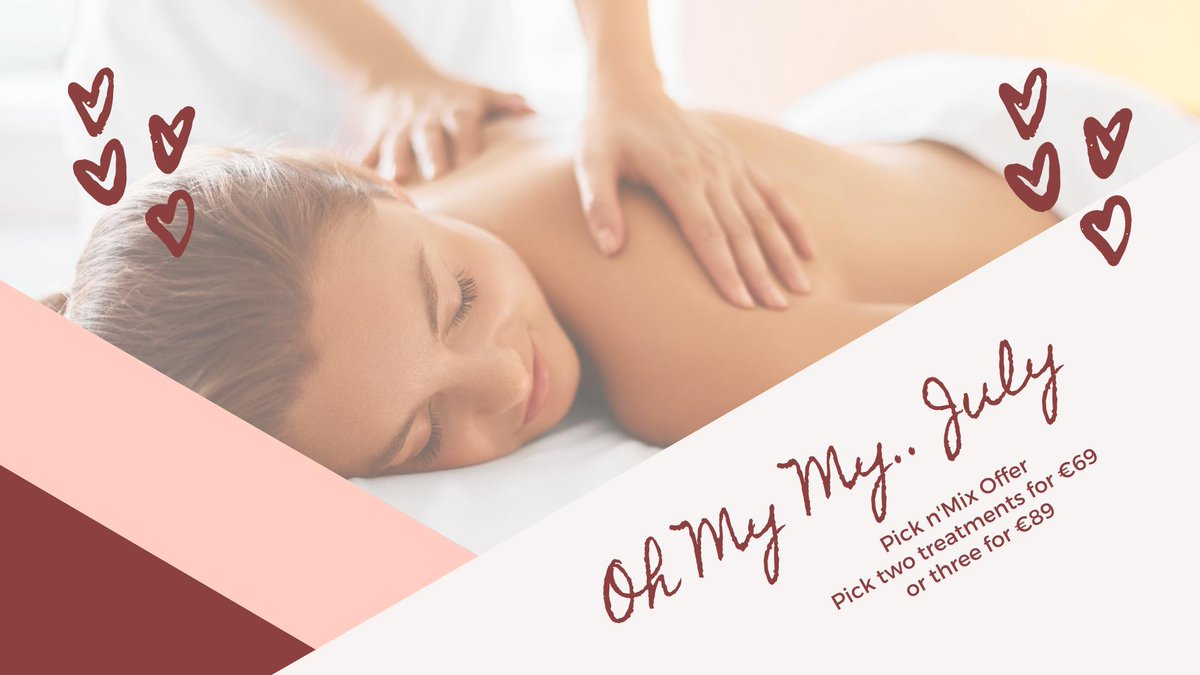 Hi ladies, checkout our great July offer #womensinspire 
Pick two treatments for €69 or three for €89
Call us on 050523757 to book your treatments for next week and have you ready for Summer #spa #Tipperary #backmassage #facial #exfoliate #bodybrush