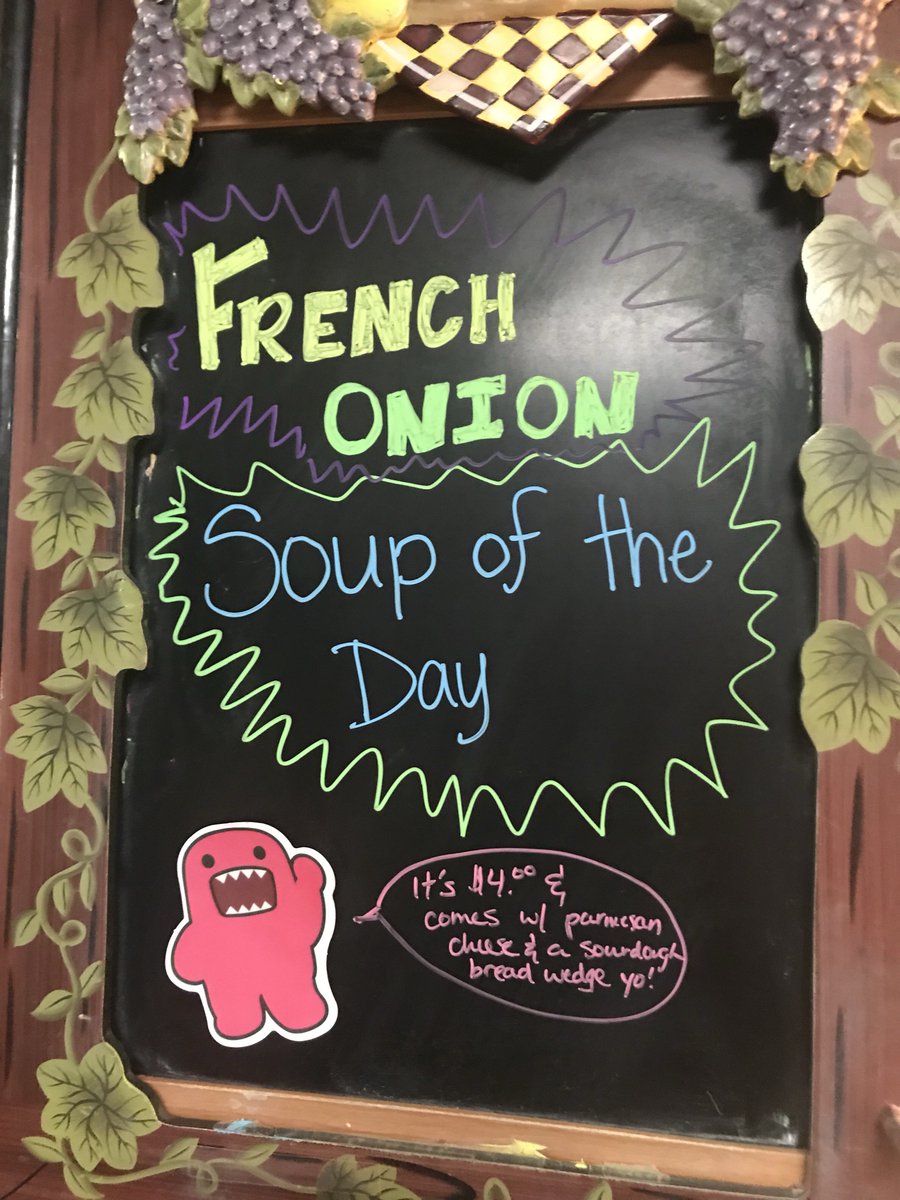 HangingCafe's tweet photo. Come on in and get yourself a bowl of our tasty French Onion soup! Compliments of the best soup chef Pueblo’s got! Comes with a wedge of our delicious Sourdough Bread with a side of Shaved Parmesan cheese! Get Frenchie! 👨🏼‍🍳 #thehangingtreecafe #frenchonionsoup #soupoftheday https://t.co/aQSKLvA1cm