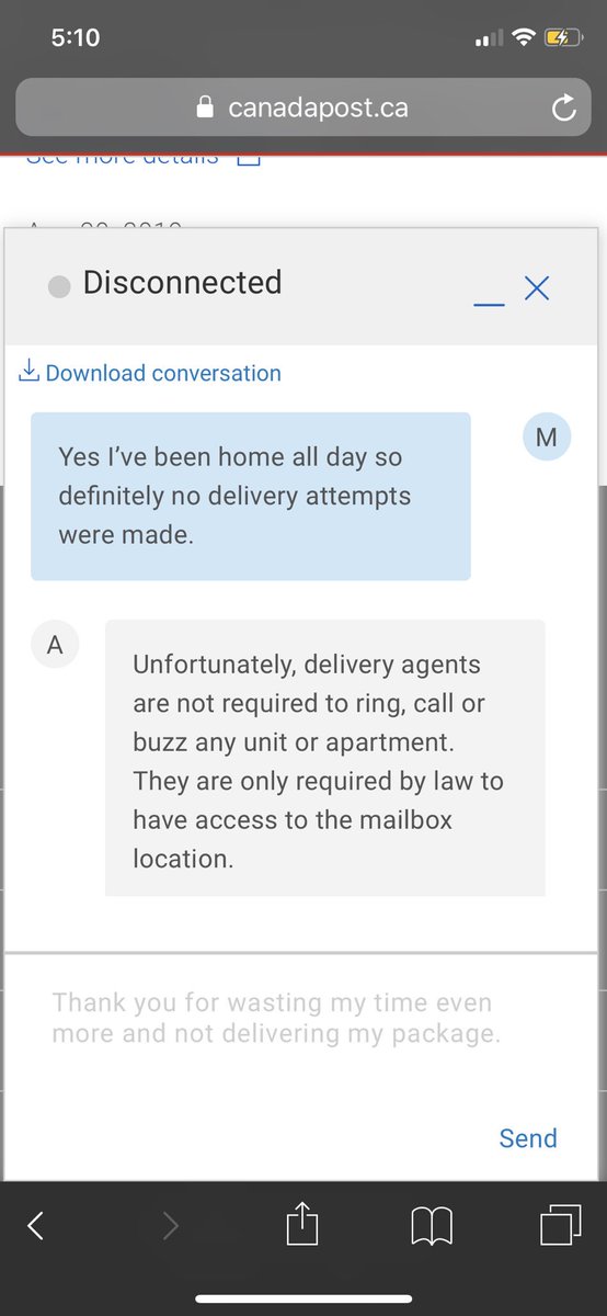 LittleAwkwardNG's tweet photo. @canadapostcorp is a delivery attempt card service. If they don’t want to actually want to I guess it’s BY LAW they don’t give a shit. Pay a service only to have to go get the shit yourself end of the day. So useless #canadapost #canadapostsucks #worseservice https://t.co/AYxsZ1RJX0