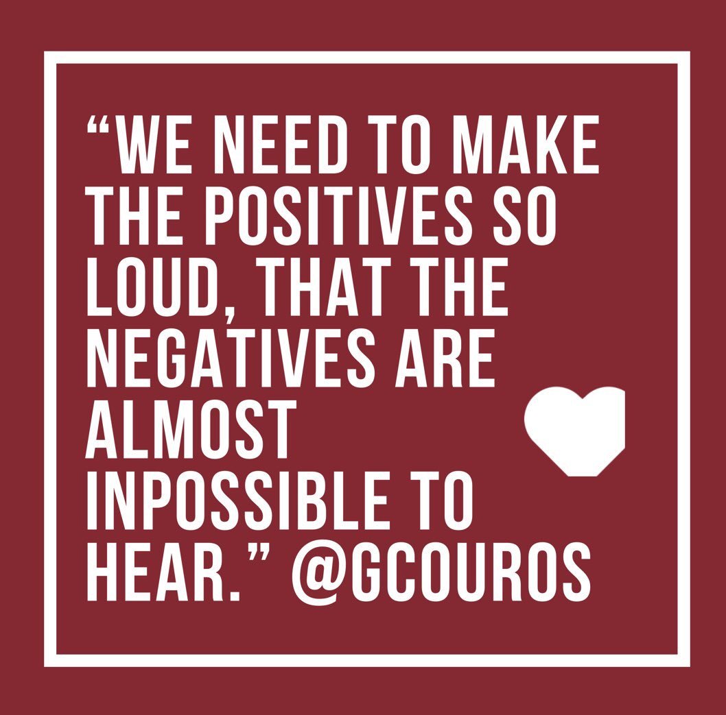 Usingtechbetter's tweet photo. RT @drchagala “We need to make the positives so loud, that the negativs are almost impossible to hear.... how you look at the world is how you lead.” - @GeorgeCouros @NSTConference 
#nstconference #EdChat @gcouros https://t.co/XrDbXFAbEi