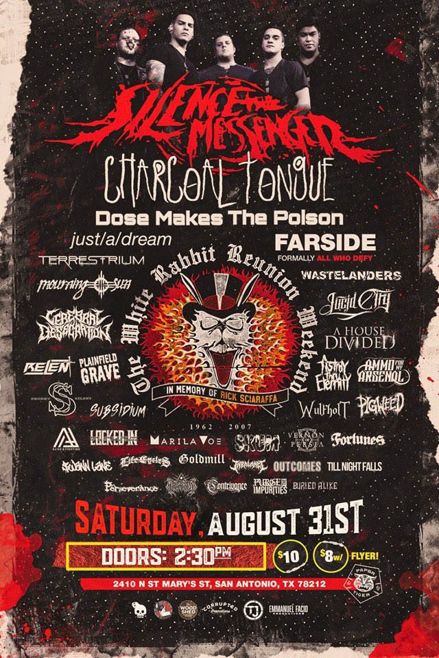 STMMETAL's tweet photo. And here...we...go.

We wanted to give back to the White Rabbit one more time, for everything the venue and staff has given us over the years.

If you missed the final STM show, this is your chance. Mark your calendars. Let’s get wild one more time.
- Silence The Messenger https://t.co/VEb10lb5wN