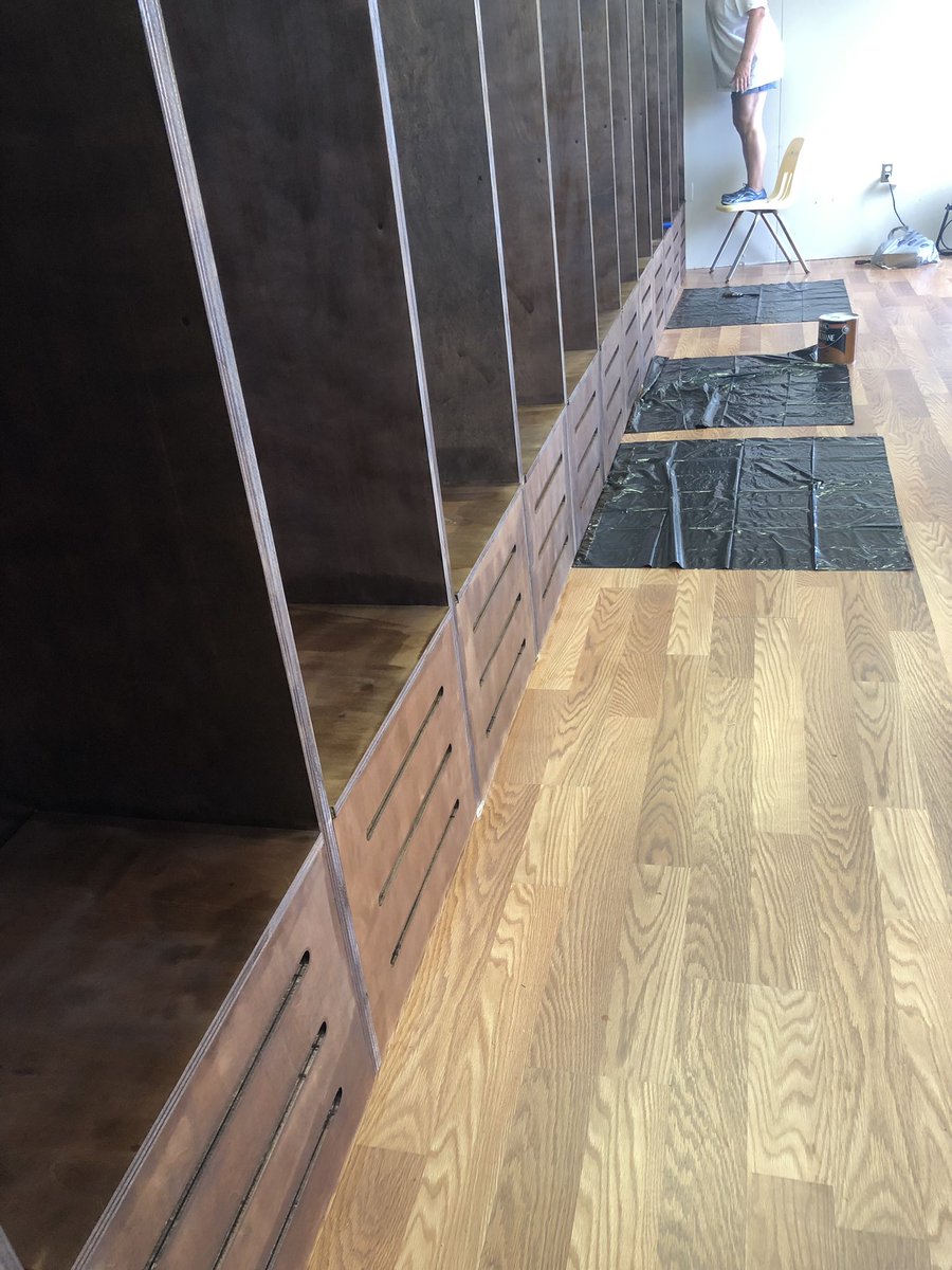 BishopSoftball's tweet photo. The softball lockers are on their way to completion! Huge thank you to the Plazewski’s and Suchan’s for your help today. #Bishop #bishopsoftball #progress #TEAM #bmchs #clubhouse #projects https://t.co/orVM84v9lA